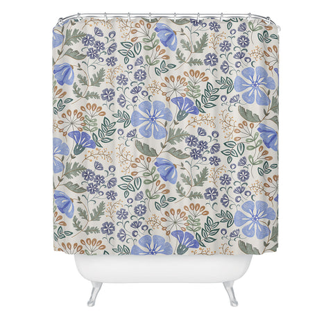 Pimlada Phuapradit Winter garden gold berries Shower Curtain
