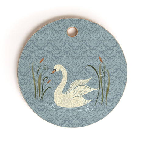 Pimlada Phuapradit winter swan Cutting Board Round