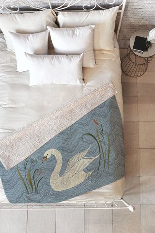 Pimlada Phuapradit winter swan Fleece Throw Blanket