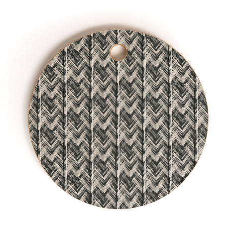 Pimlada Phuapradit Zig zag stripes black and white Cutting Board Round