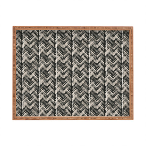 Pimlada Phuapradit Zig zag stripes black and white Rectangular Tray