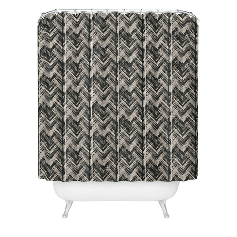 Pimlada Phuapradit Zig zag stripes black and white Shower Curtain