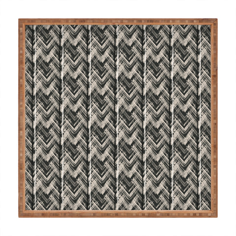 Pimlada Phuapradit Zig zag stripes black and white Square Tray