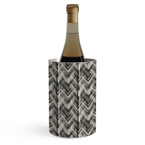 Pimlada Phuapradit Zig zag stripes black and white Wine Chiller