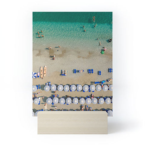 Pita Studios Blue and white umbrellas Mini Art Print