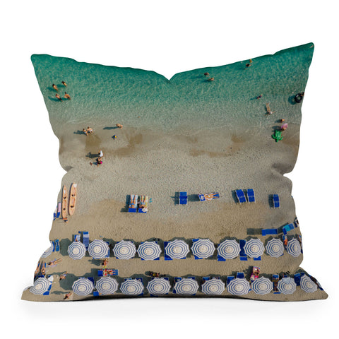 Pita Studios Blue and white umbrellas Throw Pillow