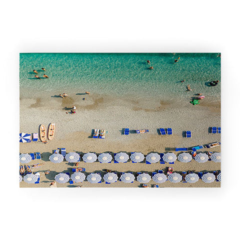 Pita Studios Blue and white umbrellas Welcome Mat