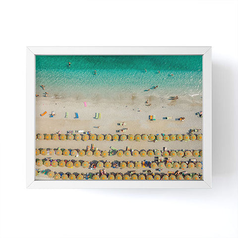 Pita Studios Colorful umbrellas at a beach Framed Mini Art Print