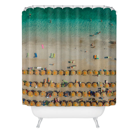 Pita Studios Colorful umbrellas at a beach Shower Curtain