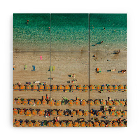 Pita Studios Colorful umbrellas at a beach Wood Wall Mural