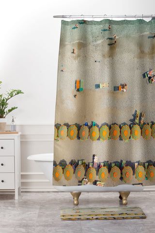 Pita Studios Retro colorful umbrellas Shower Curtain And Mat