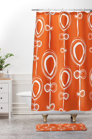 Rachael Taylor Contemporary Orange Shower Curtain And Mat