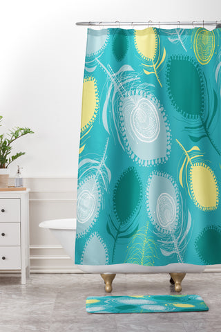 Rachael Taylor Electric Feather Shapes Shower Curtain And Mat