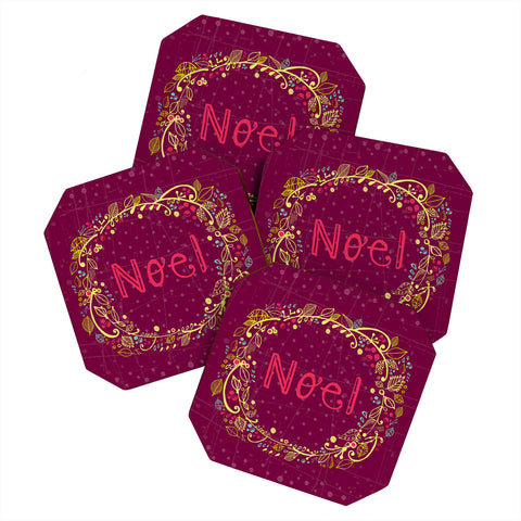 Rachael Taylor Noel Wreath Purple Coaster Set