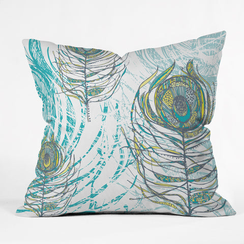 Rachael Taylor Peacock Feathers Outdoor Throw Pillow