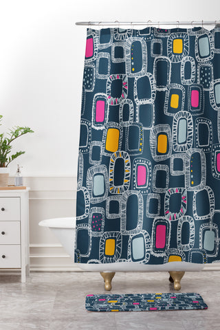 Rachael Taylor Shapes And Squares 1 Shower Curtain And Mat