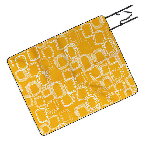 Rachael Taylor Shapes and Squares Mustard Picnic Blanket