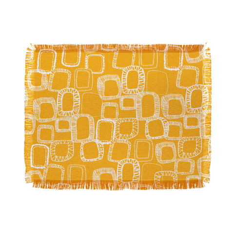 Rachael Taylor Shapes and Squares Mustard Throw Blanket
