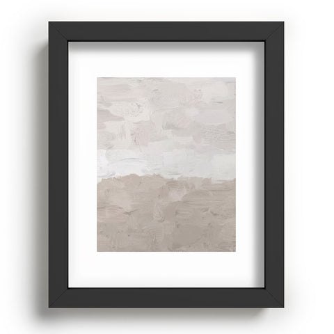 Rachel Elise Beige Sandy Tan Neutral Beach Scene Coastal Horizon Abstract Nature Painting Recessed Framing Rectangle