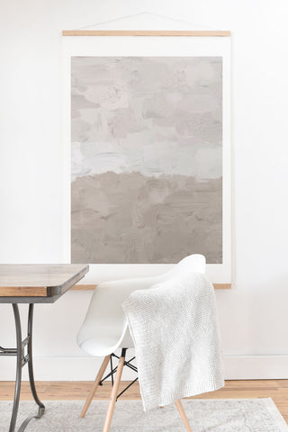 Rachel Elise Beige Sandy Tan Neutral Beach Scene Coastal Horizon Abstract Nature Painting Art Print And Hanger