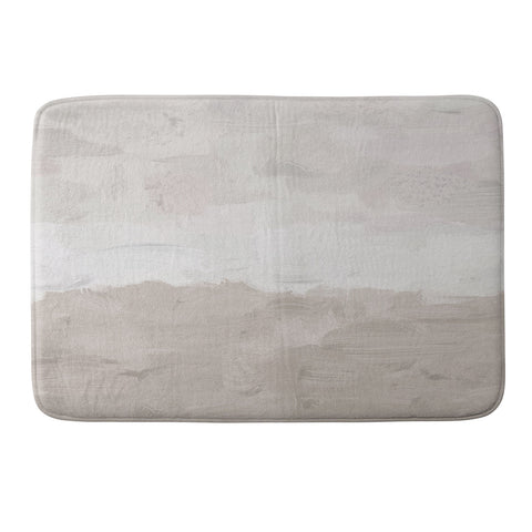 Rachel Elise Beige Sandy Tan Neutral Beach Scene Coastal Horizon Abstract Nature Painting Memory Foam Bath Mat