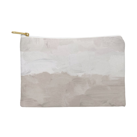 Rachel Elise Beige Sandy Tan Neutral Beach Scene Coastal Horizon Abstract Nature Painting Pouch