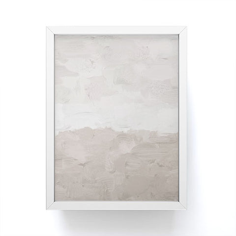 Rachel Elise Beige Sandy Tan Neutral Beach Scene Coastal Horizon Abstract Nature Painting Framed Mini Art Print