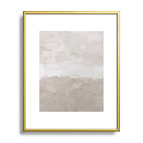 Rachel Elise Beige Sandy Tan Neutral Beach Scene Coastal Horizon Abstract Nature Painting Metal Framed Art Print