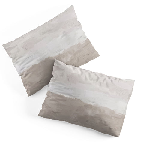 Rachel Elise Beige Sandy Tan Neutral Beach Scene Coastal Horizon Abstract Nature Painting Pillow Shams