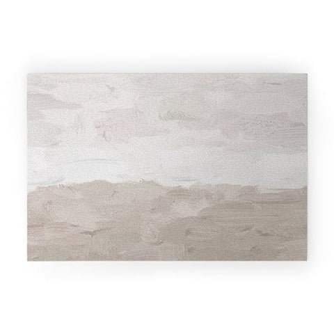 Rachel Elise Beige Sandy Tan Neutral Beach Scene Coastal Horizon Abstract Nature Painting Welcome Mat