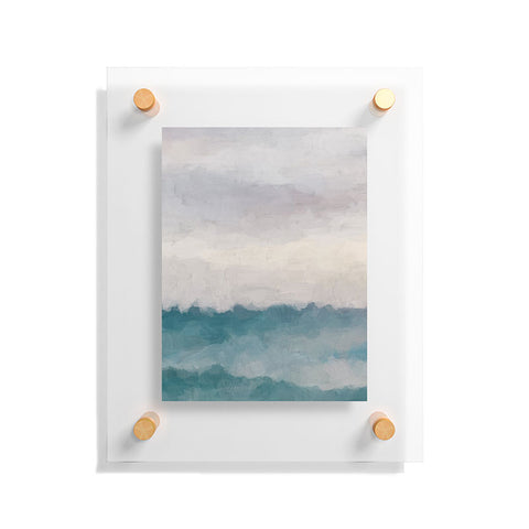 Rachel Elise Lavender Purple Sunset Teal Aqua Blue Ocean Waves Abstract Nature Painting Floating Acrylic Print
