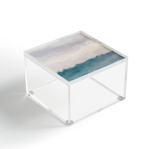 Rachel Elise Lavender Purple Sunset Teal Aqua Blue Ocean Waves Abstract Nature Painting Acrylic Box