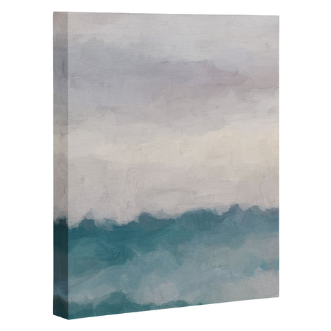 Rachel Elise Lavender Purple Sunset Teal Aqua Blue Ocean Waves Abstract Nature Painting Art Canvas