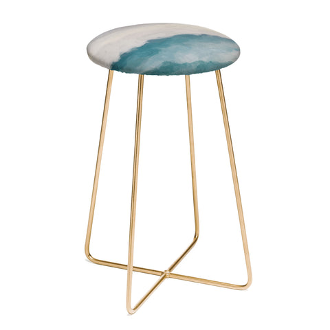 Rachel Elise Lavender Purple Sunset Teal Aqua Blue Ocean Waves Abstract Nature Painting Counter Stool