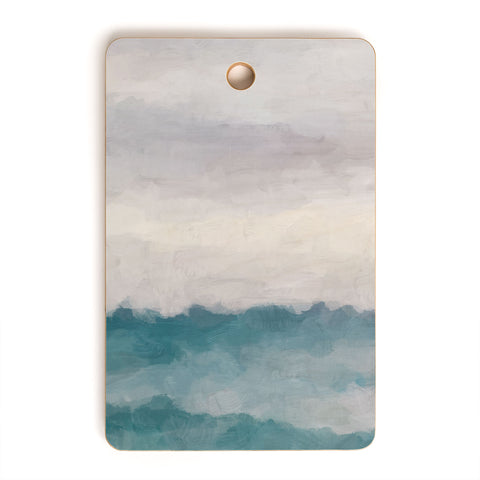 Rachel Elise Lavender Purple Sunset Teal Aqua Blue Ocean Waves Abstract Nature Painting Cutting Board Rectangle