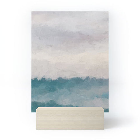 Rachel Elise Lavender Purple Sunset Teal Aqua Blue Ocean Waves Abstract Nature Painting Mini Art Print
