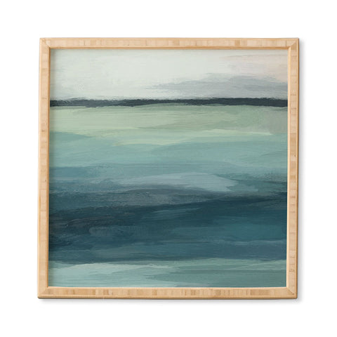 Rachel Elise Seafoam Green Mint Navy Blue Abstract Ocean Framed Wall Art