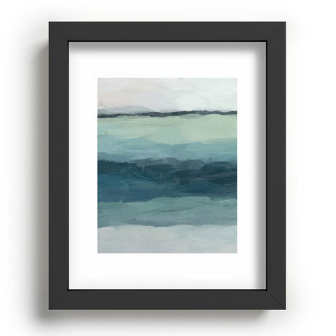 Rachel Elise Seafoam Green Mint Navy Blue Abstract Ocean Recessed Framing Rectangle