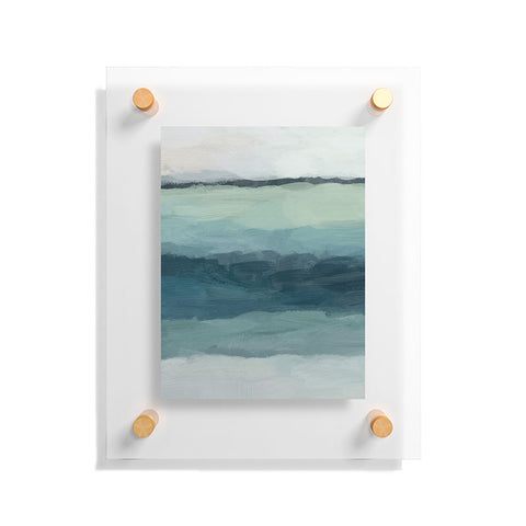 Rachel Elise Seafoam Green Mint Navy Blue Abstract Ocean Floating Acrylic Print