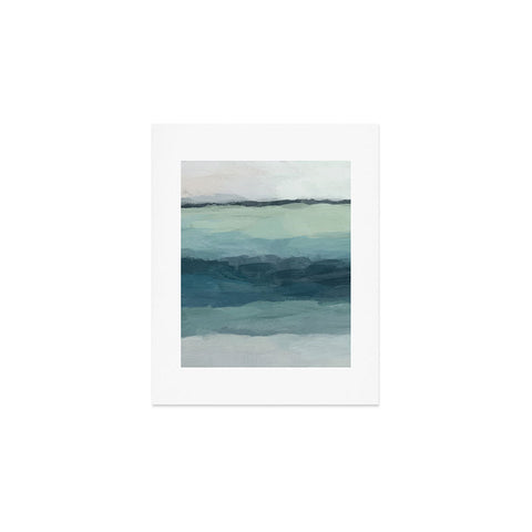 Rachel Elise Seafoam Green Mint Navy Blue Abstract Ocean Art Print