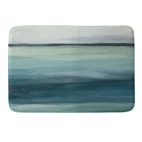 Rachel Elise Seafoam Green Mint Navy Blue Abstract Ocean Memory Foam Bath Mat