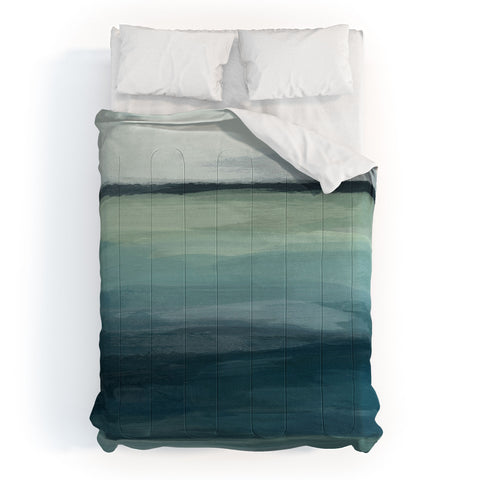 Rachel Elise Seafoam Green Mint Navy Blue Abstract Ocean Comforter