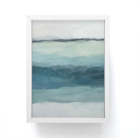 Rachel Elise Seafoam Green Mint Navy Blue Abstract Ocean Framed Mini Art Print