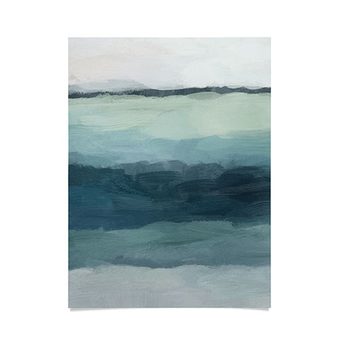 Rachel Elise Seafoam Green Mint Navy Blue Abstract Ocean Poster