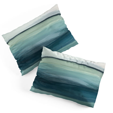 Rachel Elise Seafoam Green Mint Navy Blue Abstract Ocean Pillow Shams
