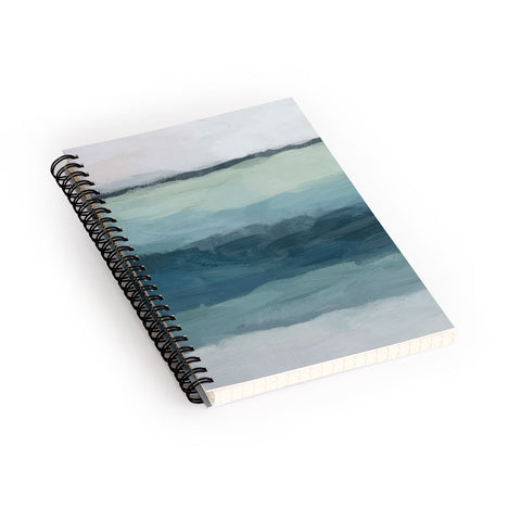 Rachel Elise Seafoam Green Mint Navy Blue Abstract Ocean Spiral Notebook