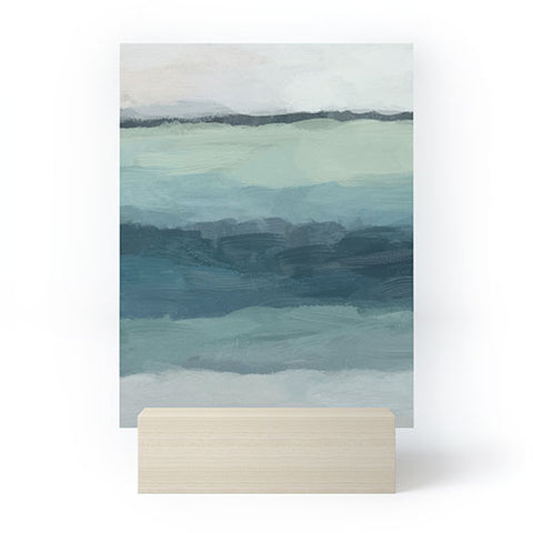 Rachel Elise Seafoam Green Mint Navy Blue Abstract Ocean Mini Art Print