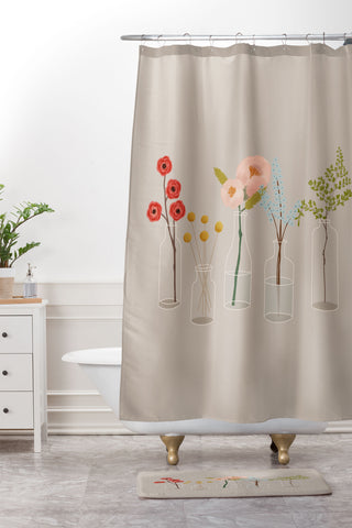Rachel Szo Blooming 1 Shower Curtain And Mat