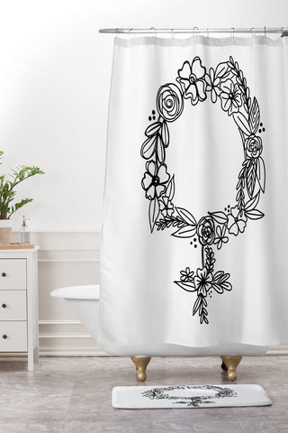 Rachel Szo Floral Feminist Shower Curtain And Mat