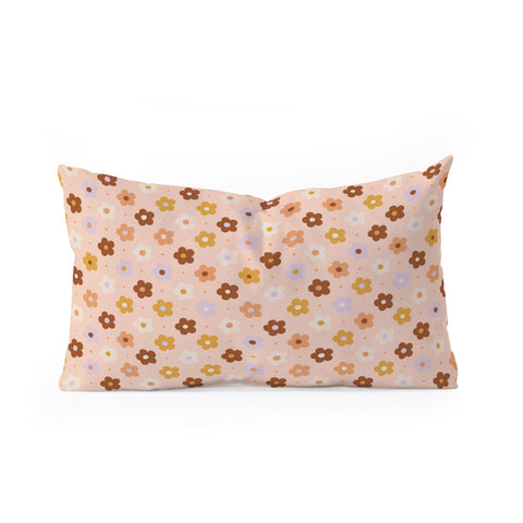 Rachel Szo Pink Daisy Pattern Oblong Throw Pillow